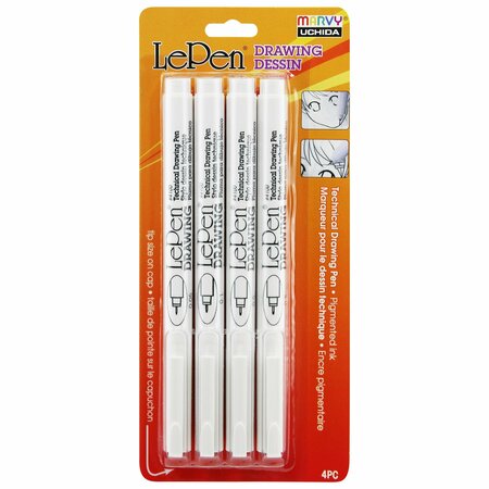 Marvy Uchida LePen Drawing Pens, 4 Point Sizes, Black, 12PK UCH41004A